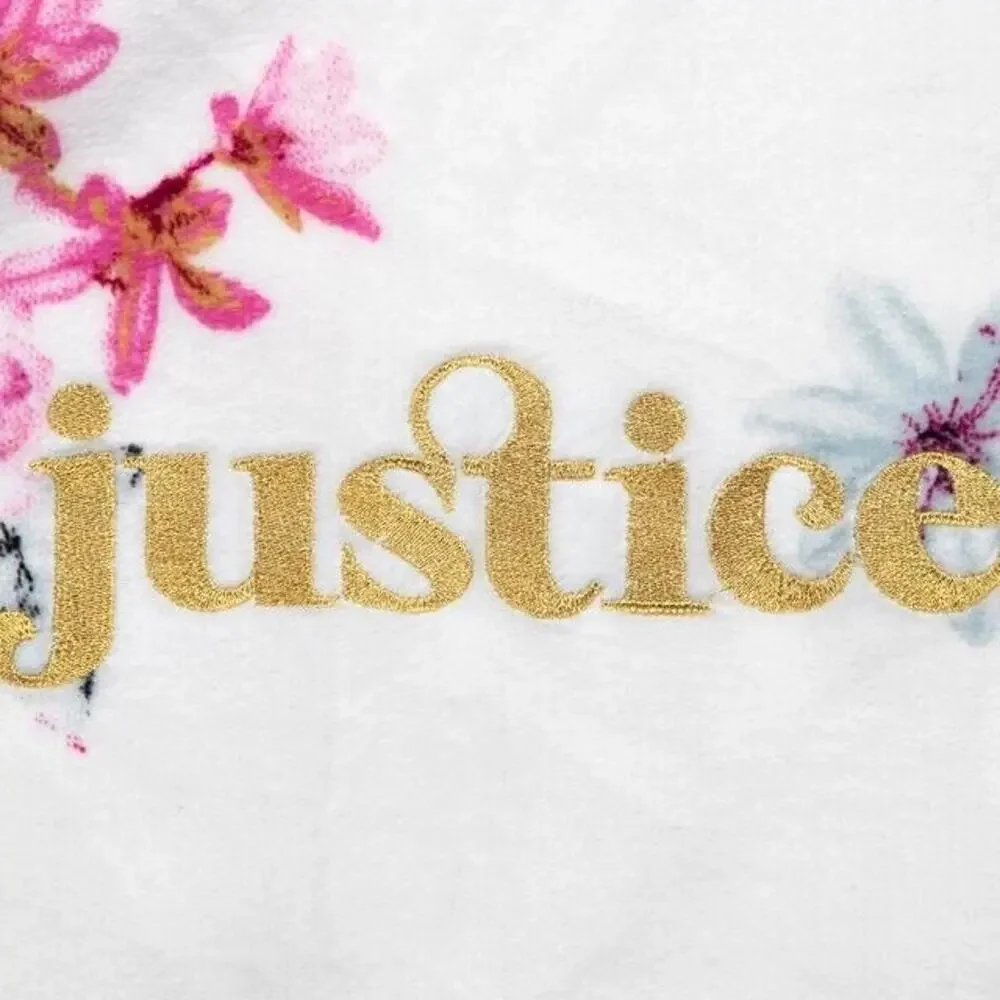 Justice Nap Queen Floral Sherpa Throw Blanket 50x60 Soft Plush Bedding Pink